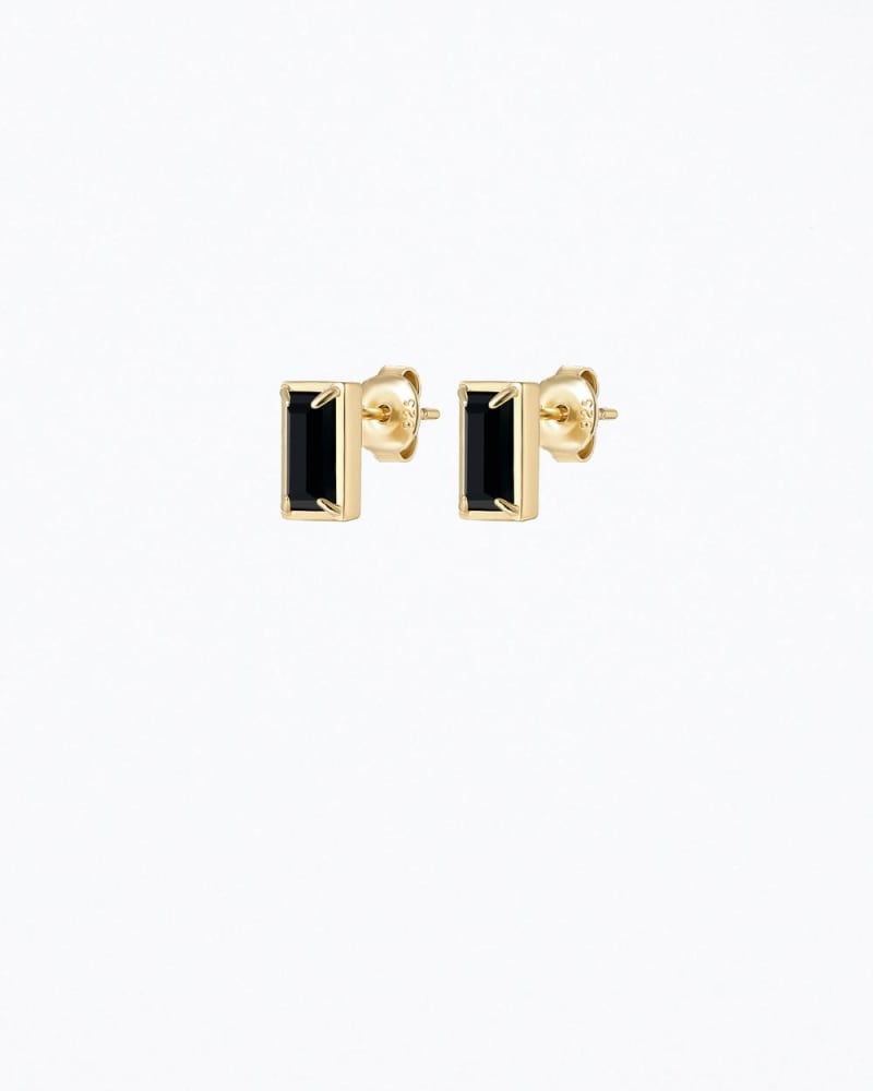 Front of a size O/S Diana Gemstone Studs in Black Onyx in Black Onyx by F+H Studios. | dia_product_style_image_id:330631